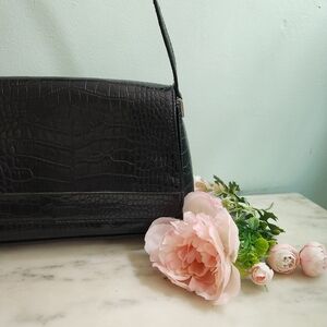 Crazy Horse Liz Claiborne Faux Alligator Black Shoulder Bag Purse
